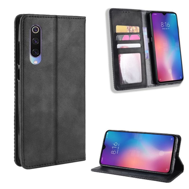 Flip Kotelot Xiaomi Mi 9 Lite Punainen Musta Tyylitelty Vintage-Nahkaefekti