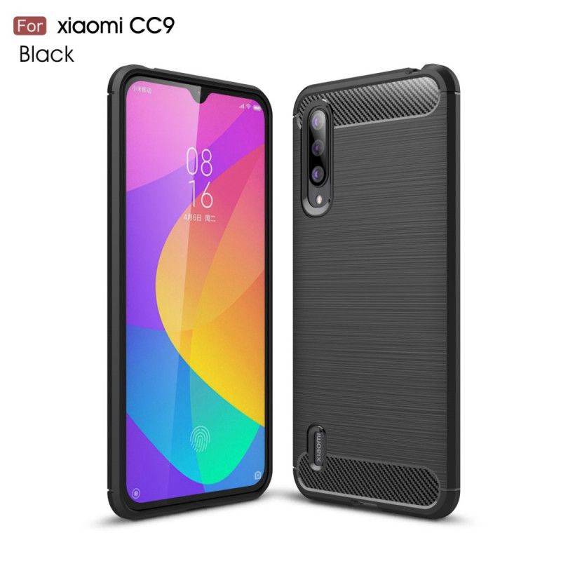 Kuori Xiaomi Mi 9 Lite Punainen Musta Harjattu Hiilikuitu Suojakuori