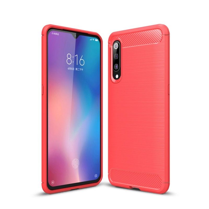 Kuori Xiaomi Mi 9 Punainen Musta Harjattu Hiilikuitu Suojakuori