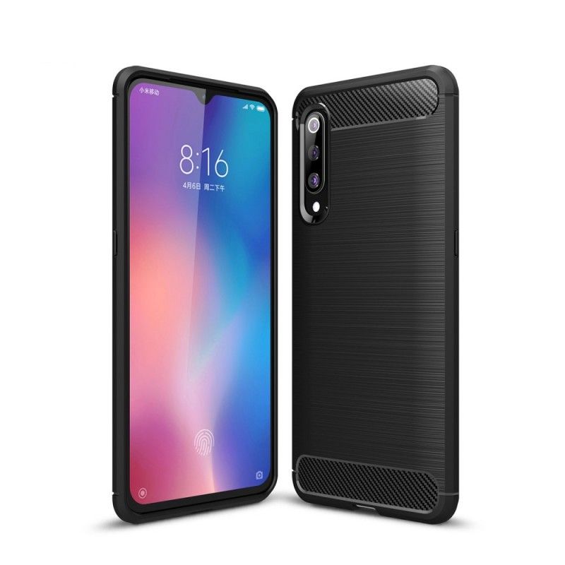 Kuori Xiaomi Mi 9 Punainen Musta Harjattu Hiilikuitu Suojakuori