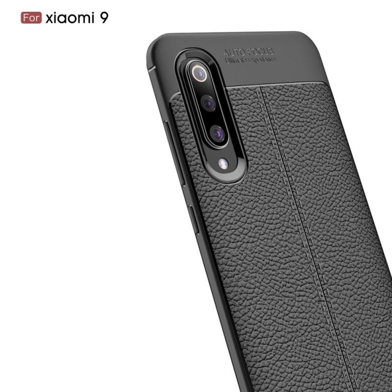 Kuori Xiaomi Mi 9 Punainen Musta Kaksilinjainen Litsi Nahkainen Vaikutus Suojakuori