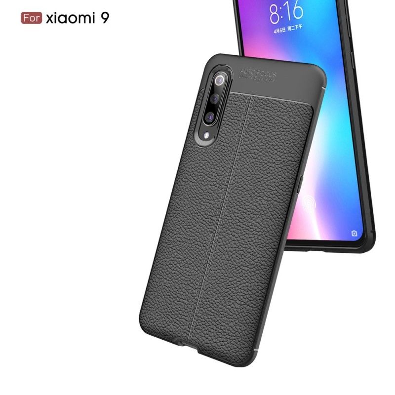 Kuori Xiaomi Mi 9 Punainen Musta Kaksilinjainen Litsi Nahkainen Vaikutus Suojakuori