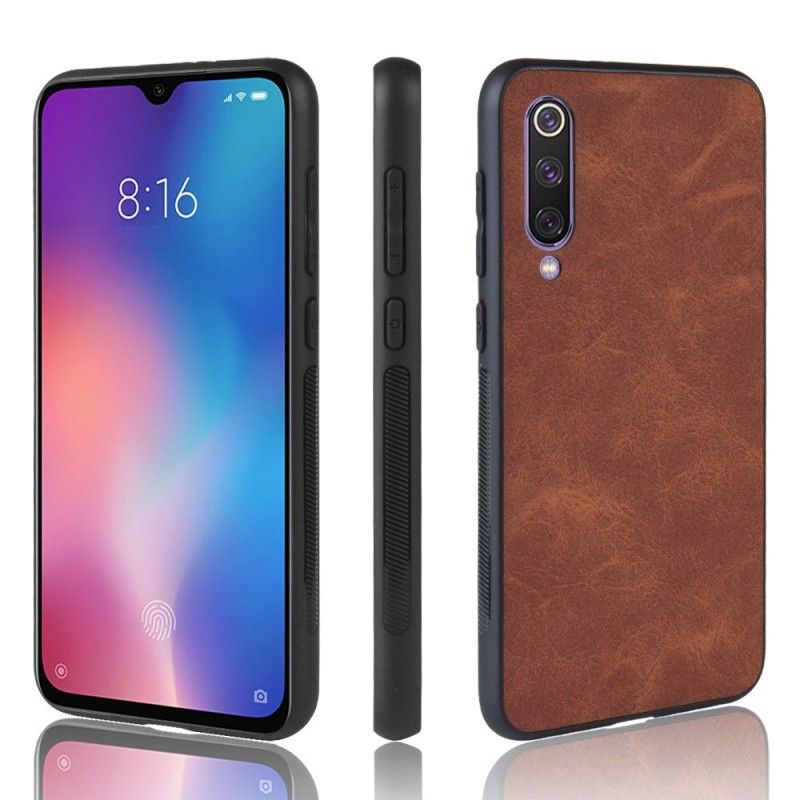 Kuori Xiaomi Mi 9 Ruskea Musta Vintage-Tyylinen Nahkaefekti