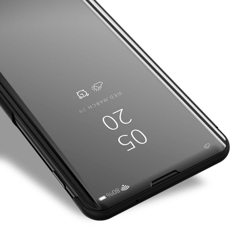 Näkymäkansi Xiaomi Mi 9 Valkoinen Musta Peili Ja Keinonahka