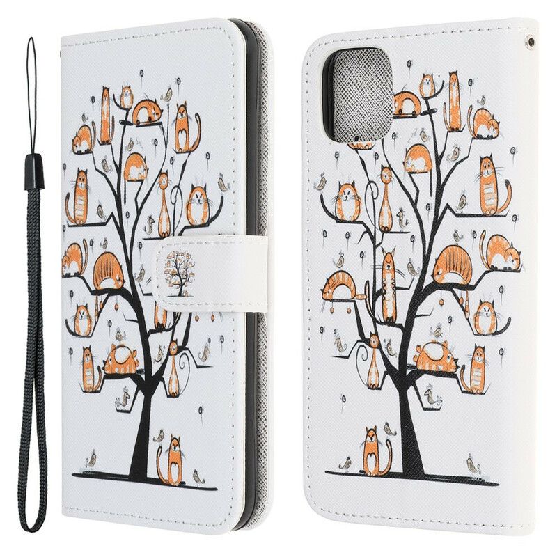 Flip Kotelot iPhone 13 Mini Funky Cats Strappy