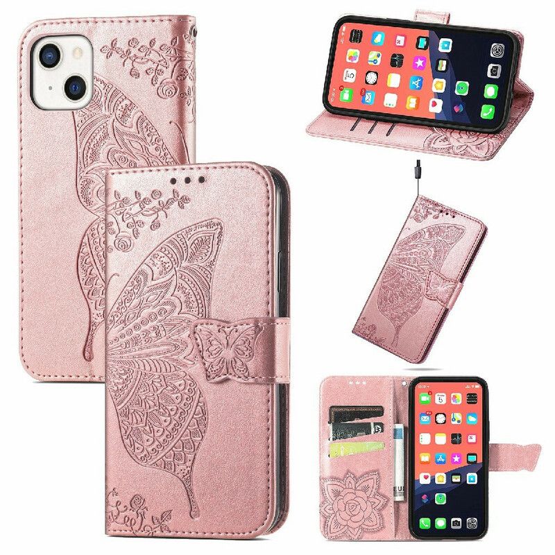 Flip Kotelot iPhone 13 Mini Half Butterflies Suojakuori