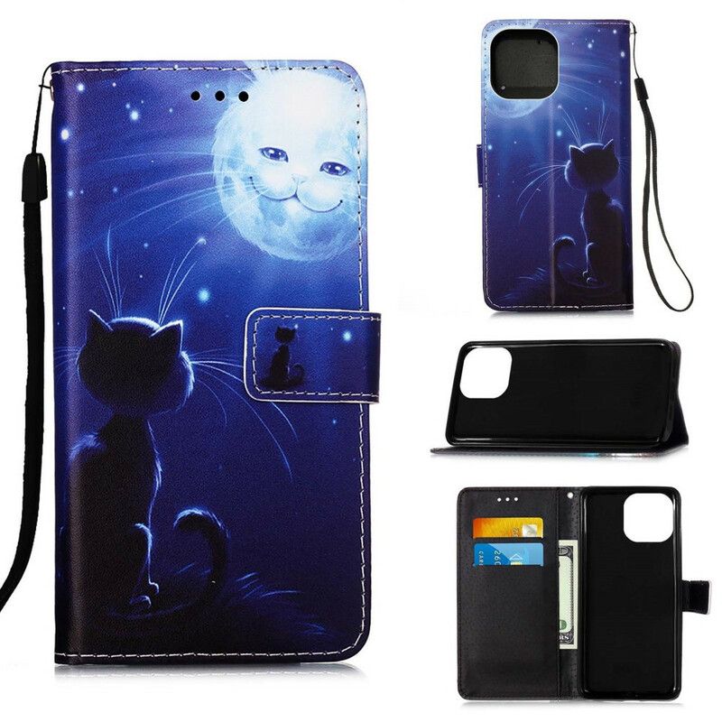 Flip Kotelot iPhone 13 Mini Moonlight Cat