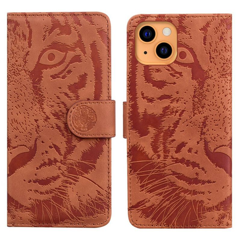 Flip Kotelot iPhone 13 Mini Tiger Face Print Suojakuori