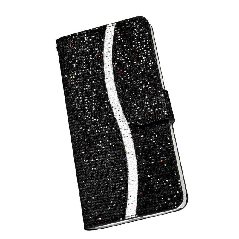 Flip Case Samsung Galaxy S20 Ultra Tummansininen Musta Kimalluksen Muotoilu