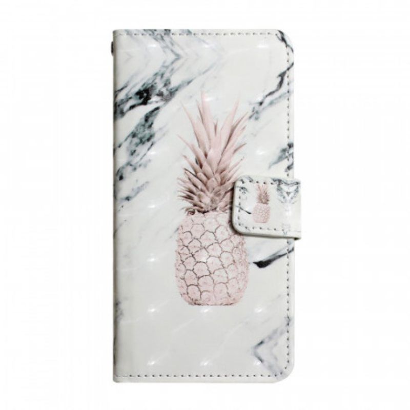 Flip Case Samsung Galaxy S22 5G Vaaleatäpläinen Ananas