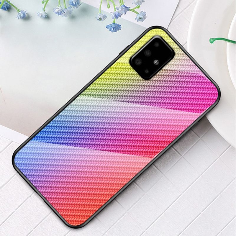 Case Kuoret Samsung Galaxy A71 Magenta Musta Puhelinkuoret Karkaistua Hiilikuitua