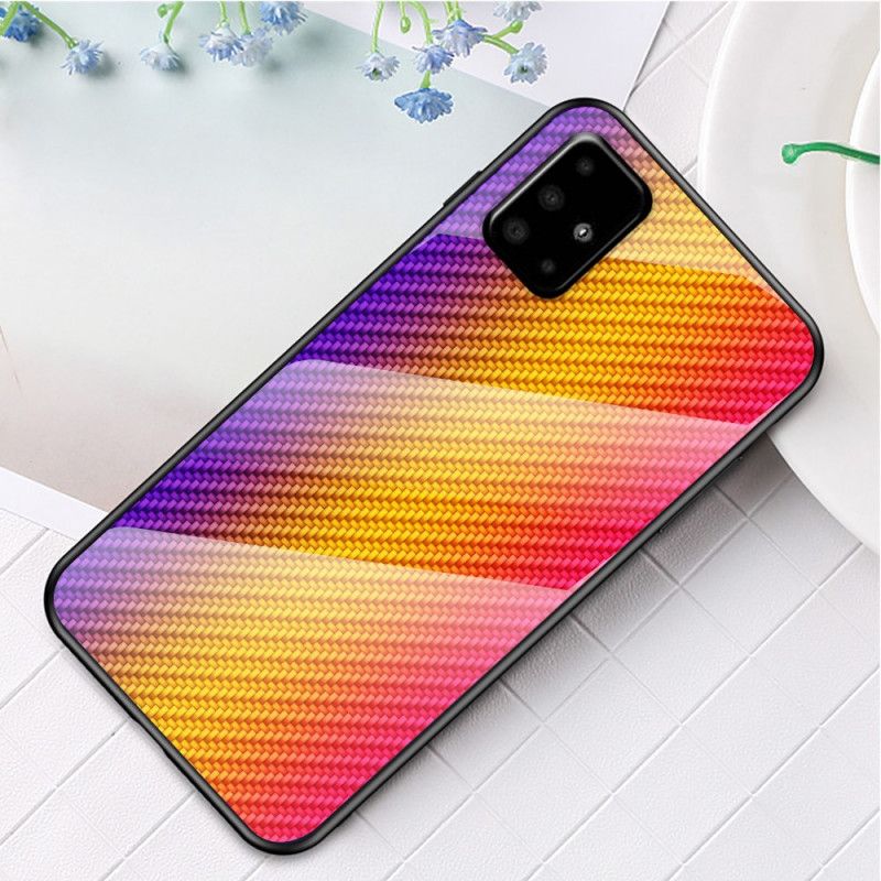 Case Kuoret Samsung Galaxy A71 Magenta Musta Puhelinkuoret Karkaistua Hiilikuitua