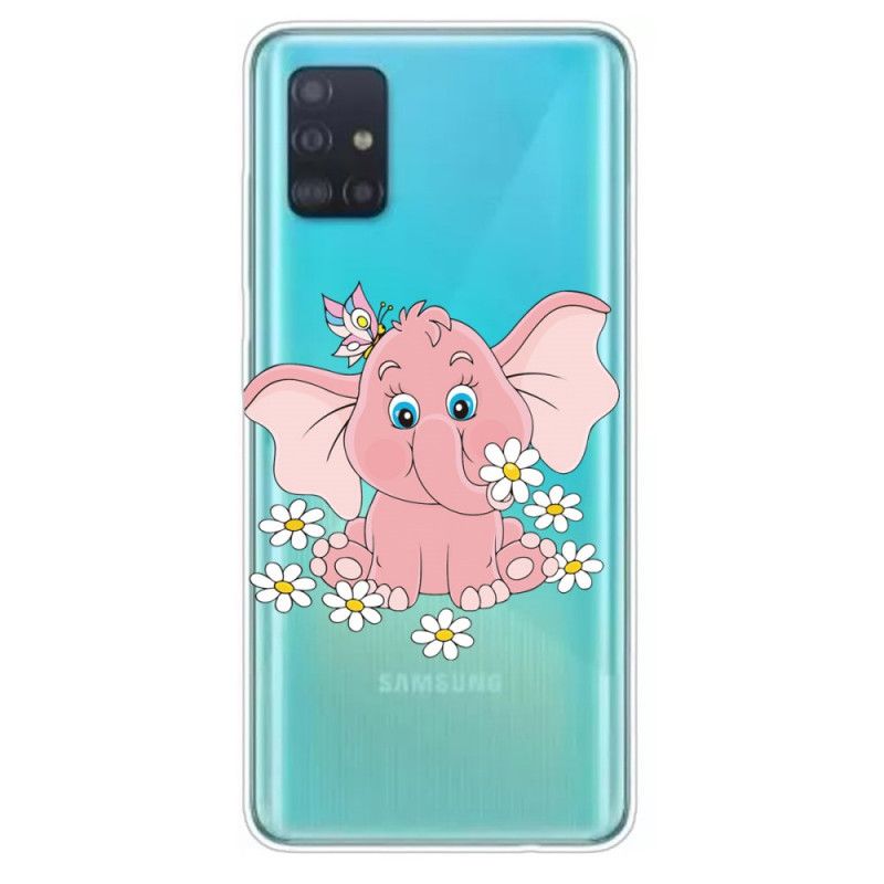 Case Kuoret Samsung Galaxy A71 Puhelinkuoret Läpinäkyvä Vaaleanpunainen Norsu