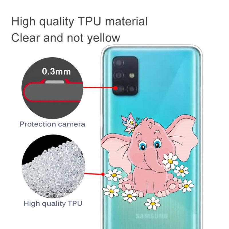 Case Kuoret Samsung Galaxy A71 Puhelinkuoret Läpinäkyvä Vaaleanpunainen Norsu