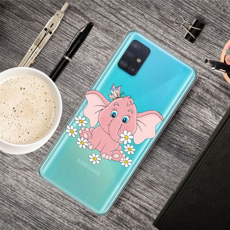 Case Kuoret Samsung Galaxy A71 Puhelinkuoret Läpinäkyvä Vaaleanpunainen Norsu