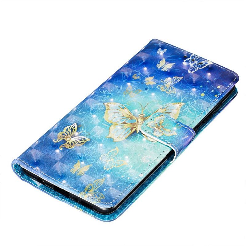 Flip Case Samsung Galaxy A71 Kultaiset Remmi-Perhoset