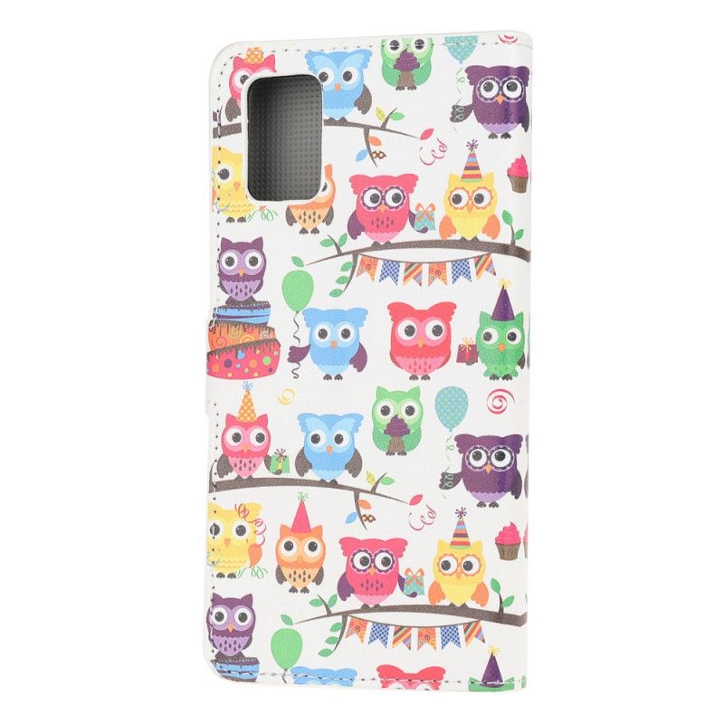 Flip Case Samsung Galaxy A71 Useita Pöllöjä