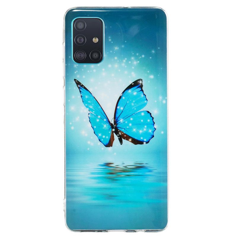 Kuori Samsung Galaxy A71 Fluoresoiva Sininen Perhonen Suojakuori