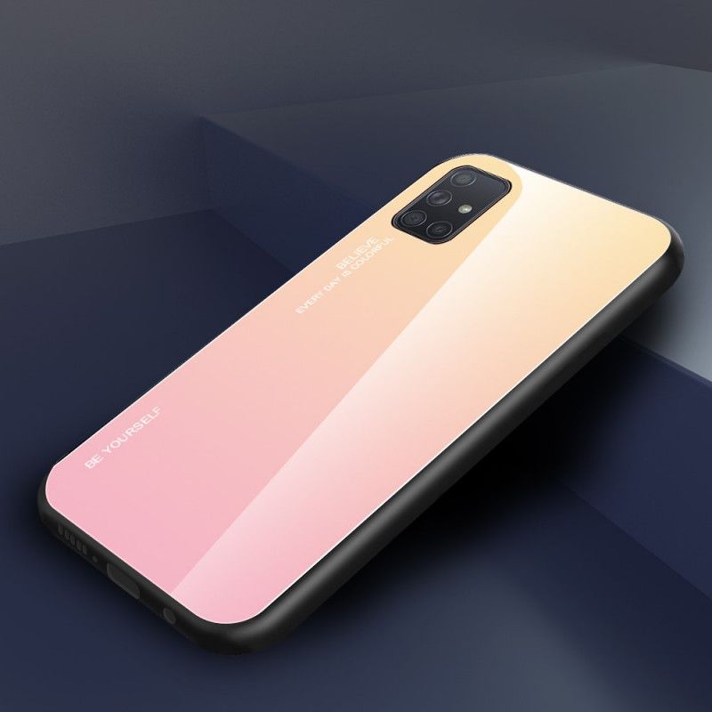 Kuori Samsung Galaxy A71 Magenta Punainen Ole Itse Karkaistu Lasi