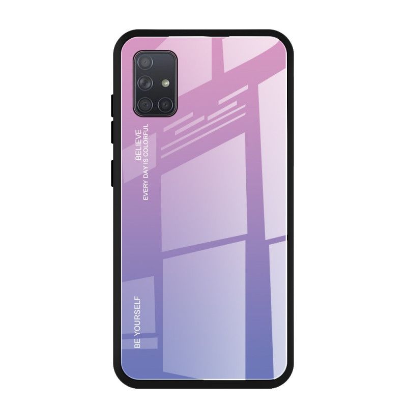 Kuori Samsung Galaxy A71 Magenta Punainen Ole Itse Karkaistu Lasi