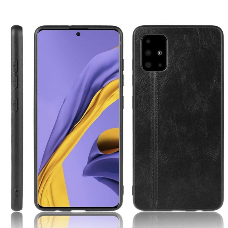 Kuori Samsung Galaxy A71 Punainen Musta Ommeltu Nahkaefekti Suojakuori