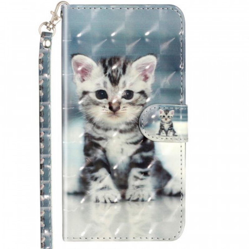 Flip Case Samsung Galaxy A53 5G Suojaketju Kuori Strappy Kitten