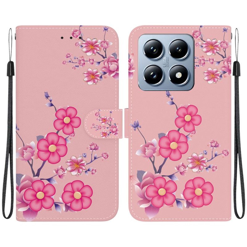 Kotelot Xiaomi 14t Pro Puhelinkuoret Sakura-kuvio Kaulanauhalla