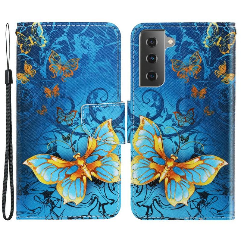 Flip Kotelot Samsung Galaxy S21 Fe Butterflies Hihnan Muunnelmia