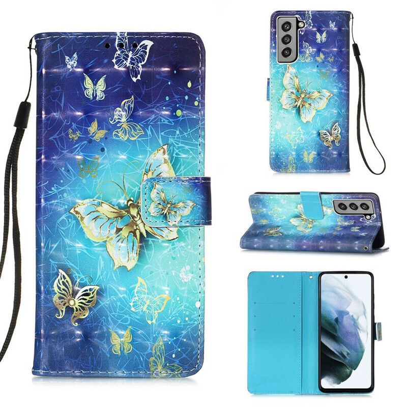 Flip Kotelot Samsung Galaxy S21 Fe Golden Butterflies