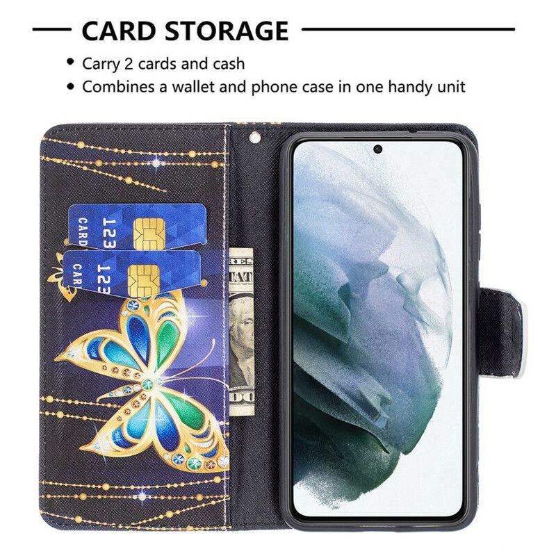 Flip Kotelot Samsung Galaxy S21 Fe Golden Butterfly