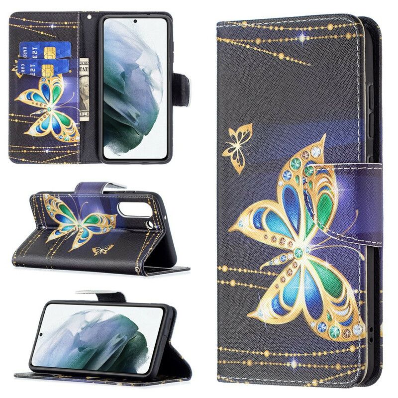 Flip Kotelot Samsung Galaxy S21 Fe Golden Butterfly