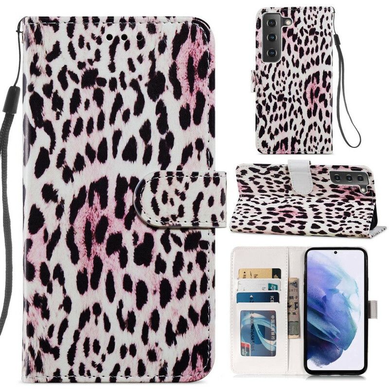 Flip Kotelot Samsung Galaxy S21 Fe Leopard Print Suojakuori