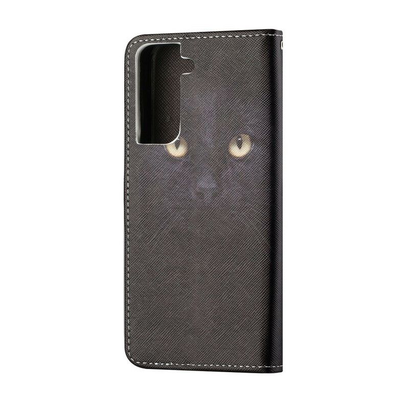 Flip Kotelot Samsung Galaxy S21 Fe Mustat Strappy Cat Eyes