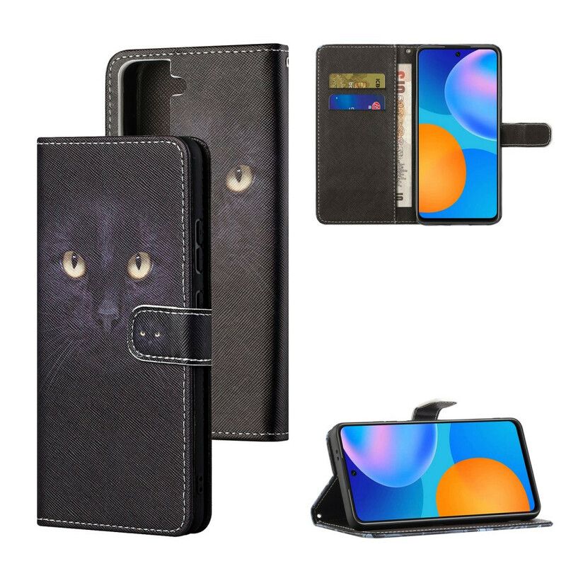 Flip Kotelot Samsung Galaxy S21 Fe Mustat Strappy Cat Eyes