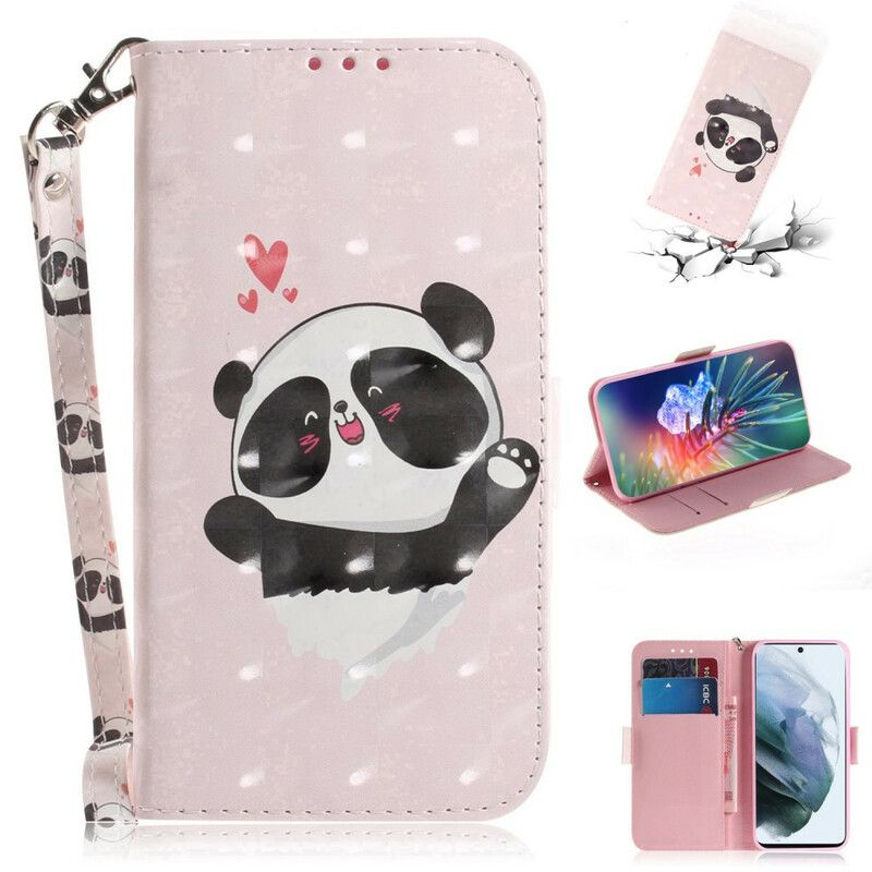 Flip Kotelot Samsung Galaxy S21 Fe Panda Love Strappy