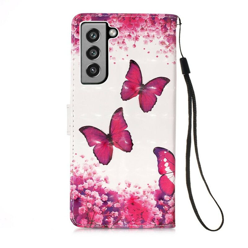 Flip Kotelot Samsung Galaxy S21 Fe Red Butterflies