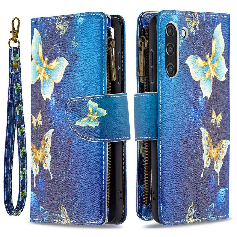 Kotelot Samsung Galaxy S21 Fe Butterflies Butterflies Vetoketjutasku