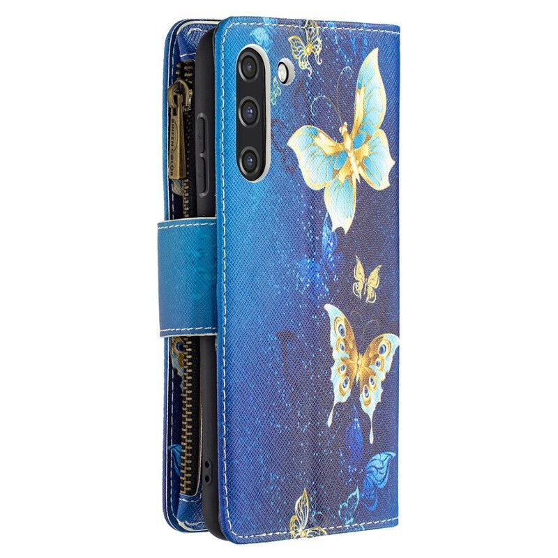 Kotelot Samsung Galaxy S21 Fe Butterflies Butterflies Vetoketjutasku