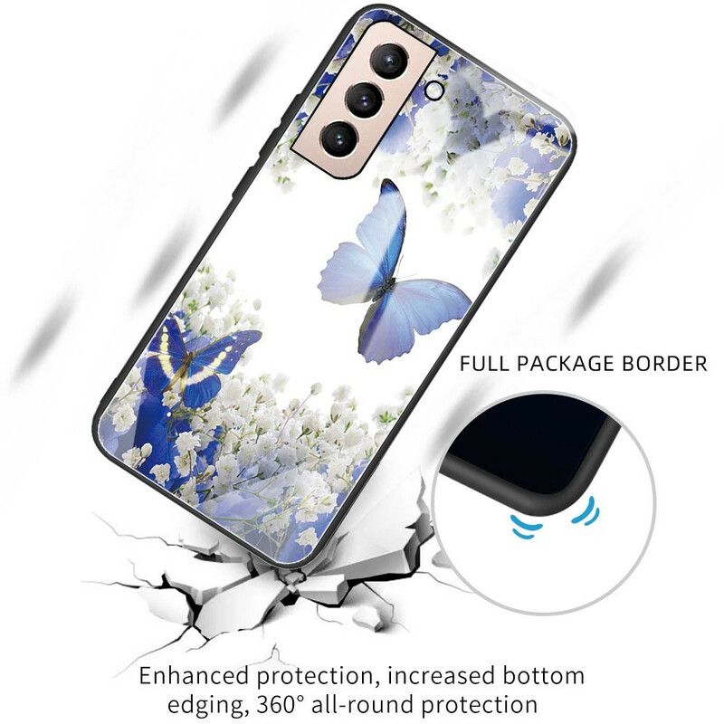 Kuori Case Samsung Galaxy S21 Fe Puhelinkuoret Tempered Glass Butterflies Design