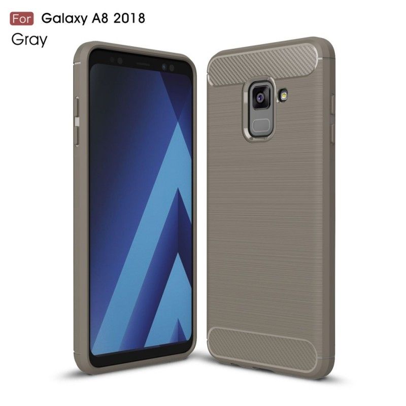 Case Kuoret Samsung Galaxy A8 Punainen Musta Puhelinkuoret Harjattu Hiilikuitu