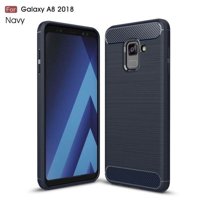 Case Kuoret Samsung Galaxy A8 Punainen Musta Puhelinkuoret Harjattu Hiilikuitu