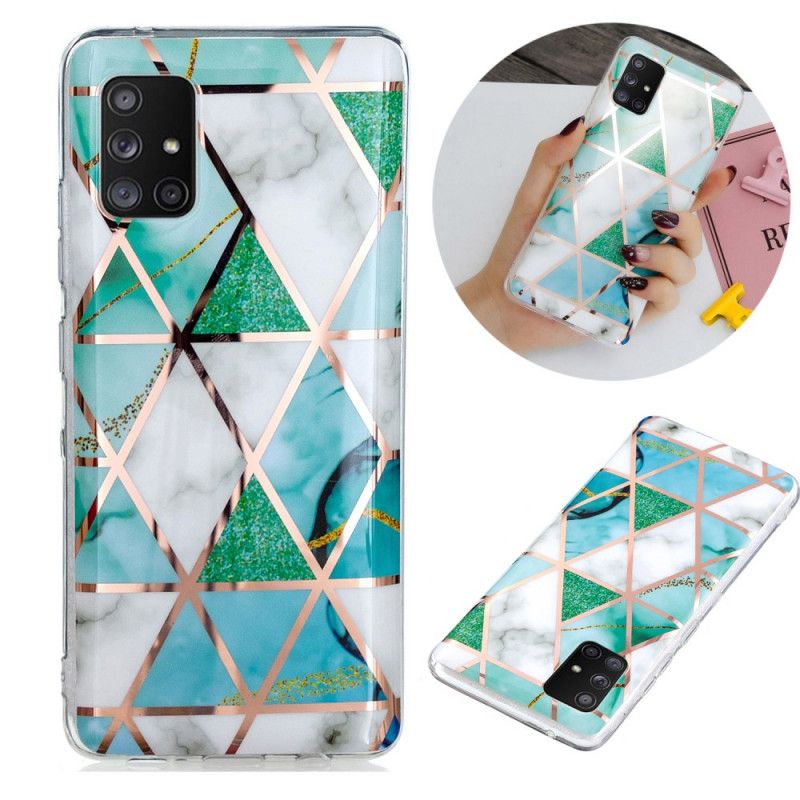 Case Kuoret Samsung Galaxy A51 5G Vihreä Musta Puhelinkuoret Marmorivärinen Geometria 2