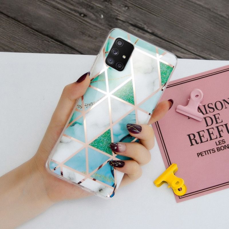 Case Kuoret Samsung Galaxy A51 5G Vihreä Musta Puhelinkuoret Marmorivärinen Geometria 2