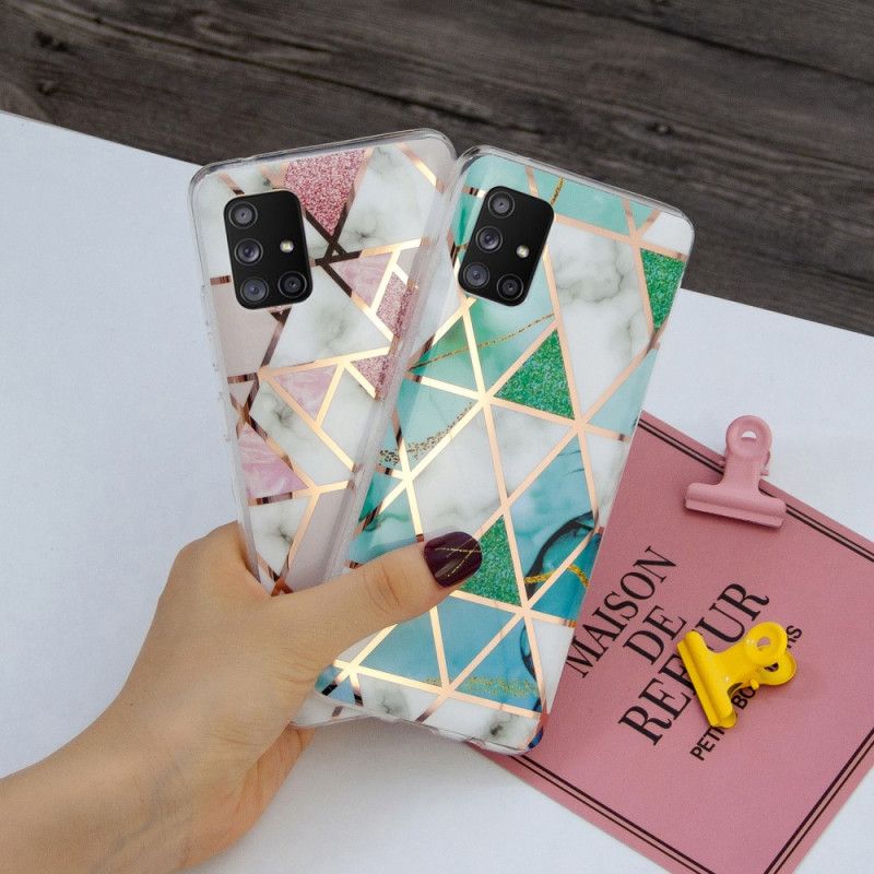 Case Kuoret Samsung Galaxy A51 5G Vihreä Musta Puhelinkuoret Marmorivärinen Geometria 2