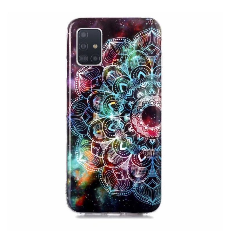 Kuori Samsung Galaxy A51 5G Vaaleansininen Punainen Fluoresoiva Kukka-Sarja