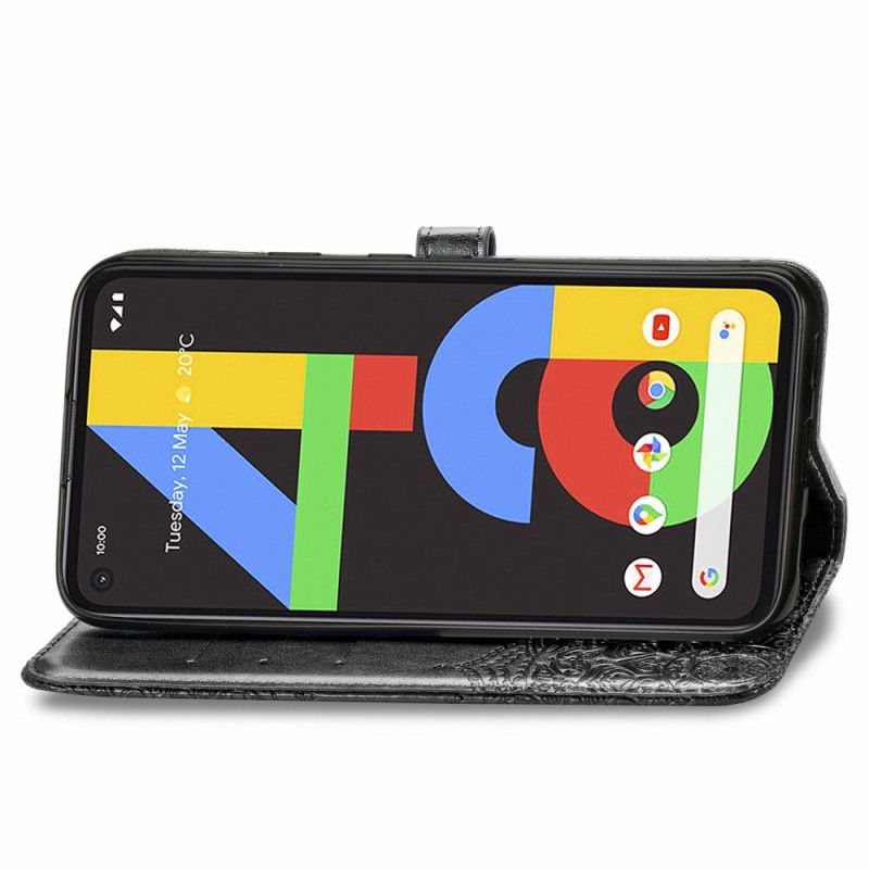 Kotelot Google Pixel 4a Harmaa Musta Keski-Ikäinen Mandala Suojakuori