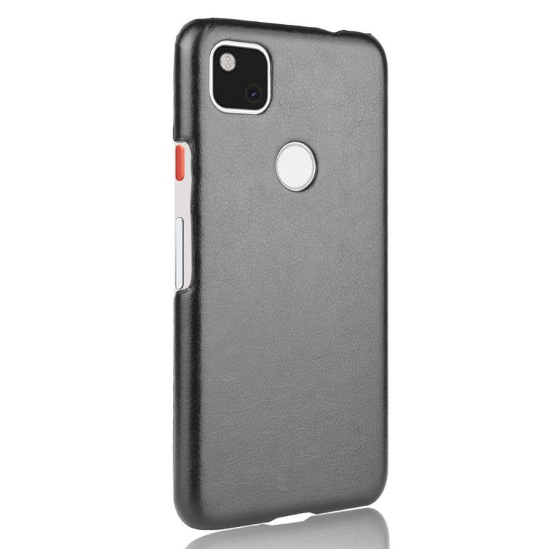 Kuori Google Pixel 4a Harmaa Musta Suorituskykyinen Litsi Nahkainen Vaikutus