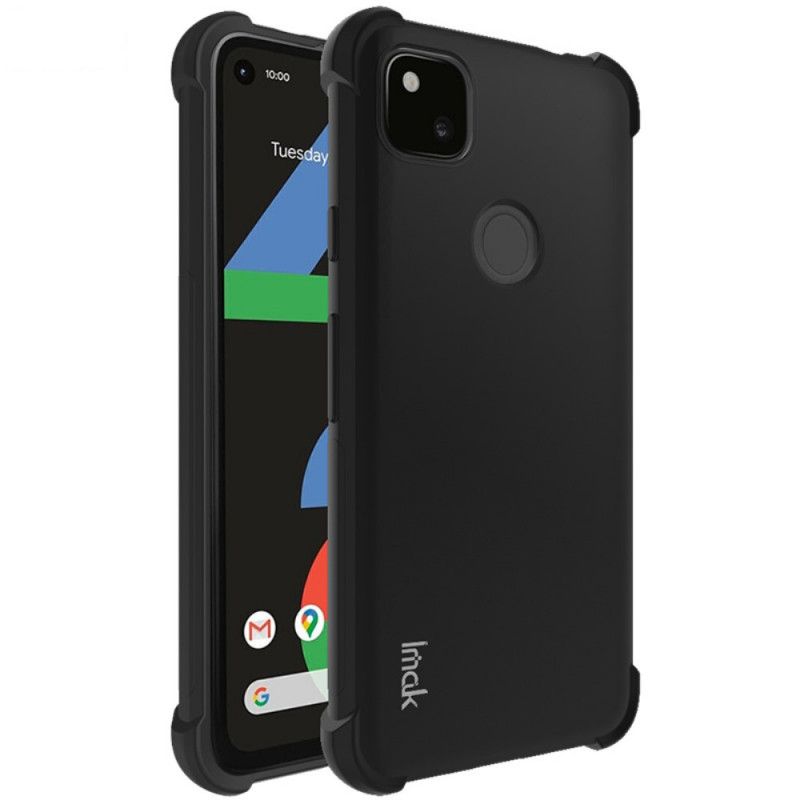 Kuori Google Pixel 4a Harmaa Musta Taipuisa Silikoni Imak-Seulakalvolla