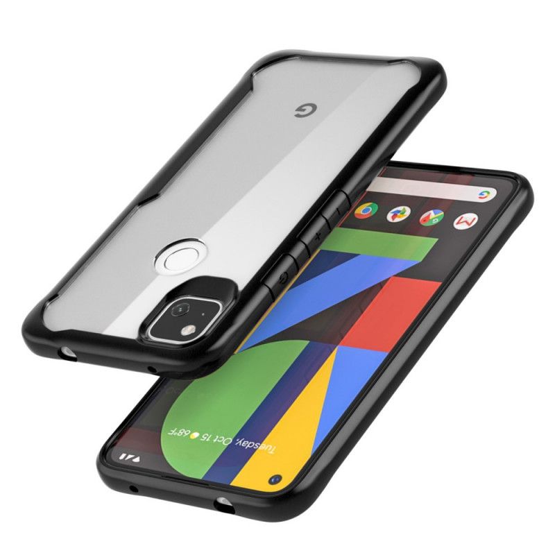 Kuori Google Pixel 4a Punainen Musta Viistetty Reuna-Hybridi