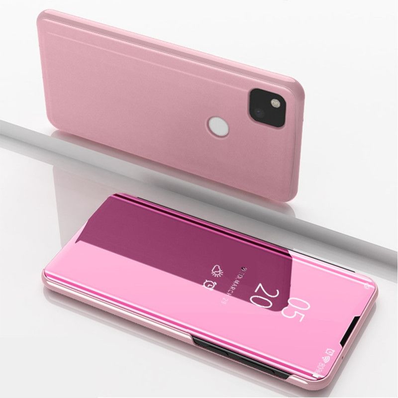 Näkymäkansi Google Pixel 4a Magenta Musta Peili Ja Keinonahka